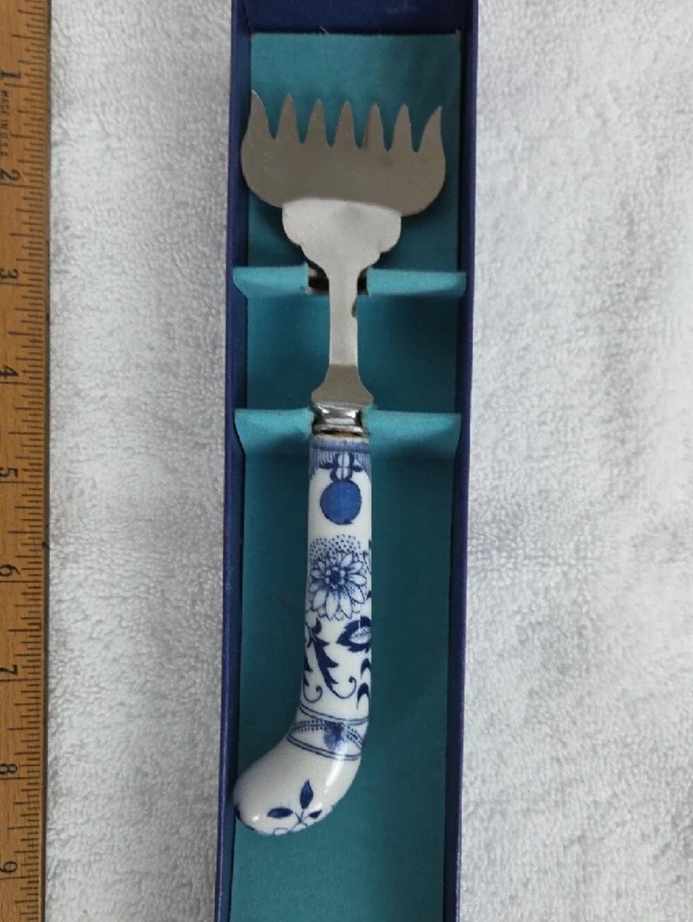 Blue Floral Ceramic Handle Pasta Server